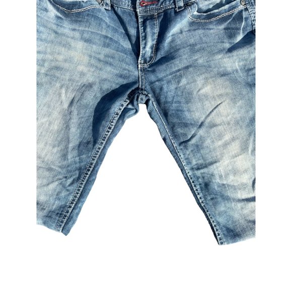 Rythm In Blues Acid Wash Embroidered Pockets Straight Leg Blue Jeans Sz 6 Reg - Picture 10 of 12